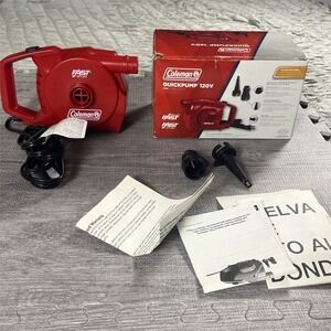 Coleman QuickPump 120V Universal AirBed Pump Fast Inflate Red/Black New